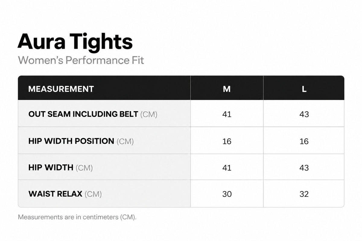 Aura Tights size chart